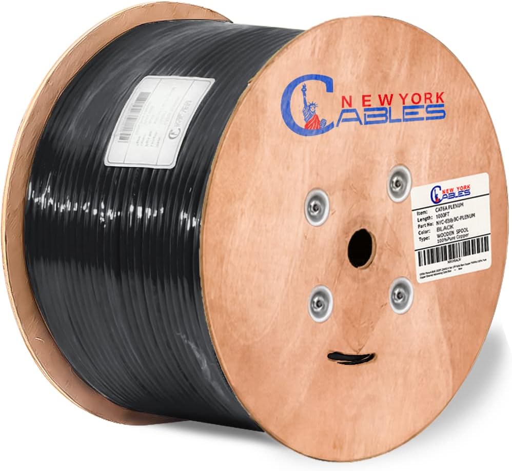Hot Deals Newyork Cables™ Cat6a Plenum Bulk Ethernet Cable 1000ft CMP Rated Spool 750MHz, 23AWG, UTP Hot Deals Newyork Cables™ Cat6a Plenum Bulk Ethernet Cable 1000ft CMP Rated Spool 750MHz, 23AWG, UTP
