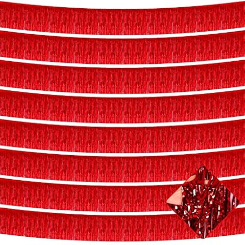 10 Pack 10 Feet Foil Fringe Garland Metallic Tinsel Streamers Banner Wall Hanging Curtain Backdrop for Parade Floats, Bachelorette, Wedding, Birthday, Halloween, Christmas Party Decorations(Rainbow) Cover