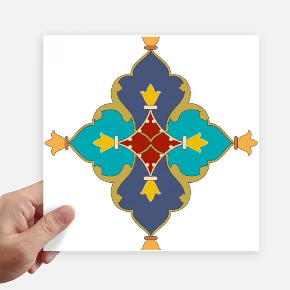 Autocollant carré motif parallèle multicolore 20x20 cm 4Pcs