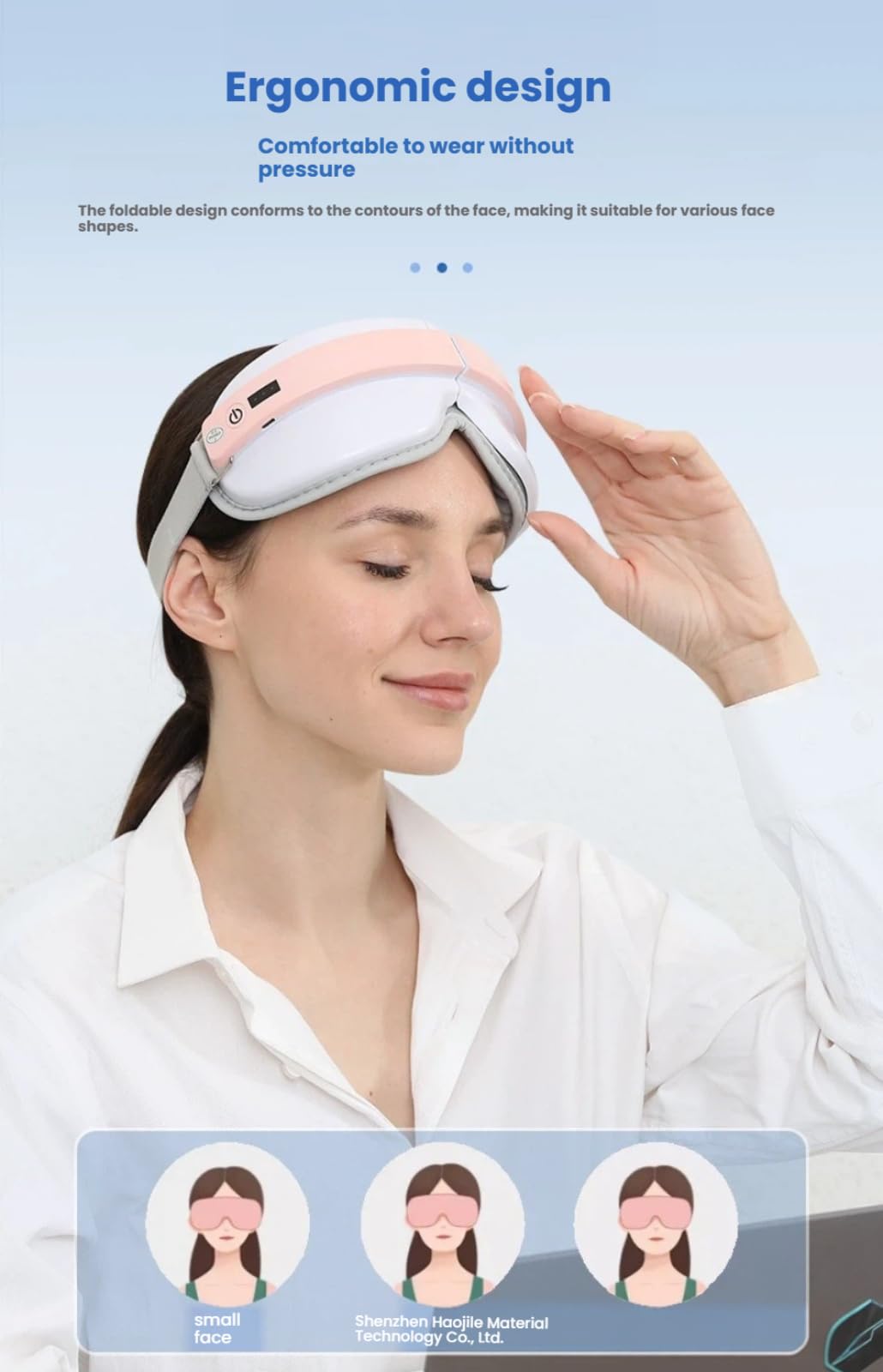 Masajeador de ojos inteligente con calor de grafeno, vibración y música integrada, dispositivo de masaje de ojos recargable plegable, máscara portátil para el cuidado de los ojos cansados, ojos secos