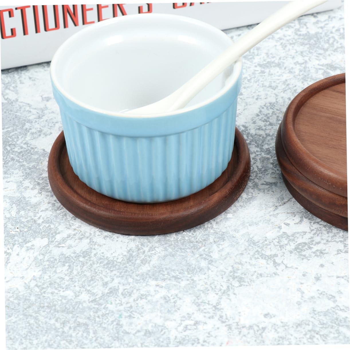 12pcs Walnut Coasters Heat Insulation Mat Coasters Holders for Table Round Groove Cup Holder Non Slip Tea