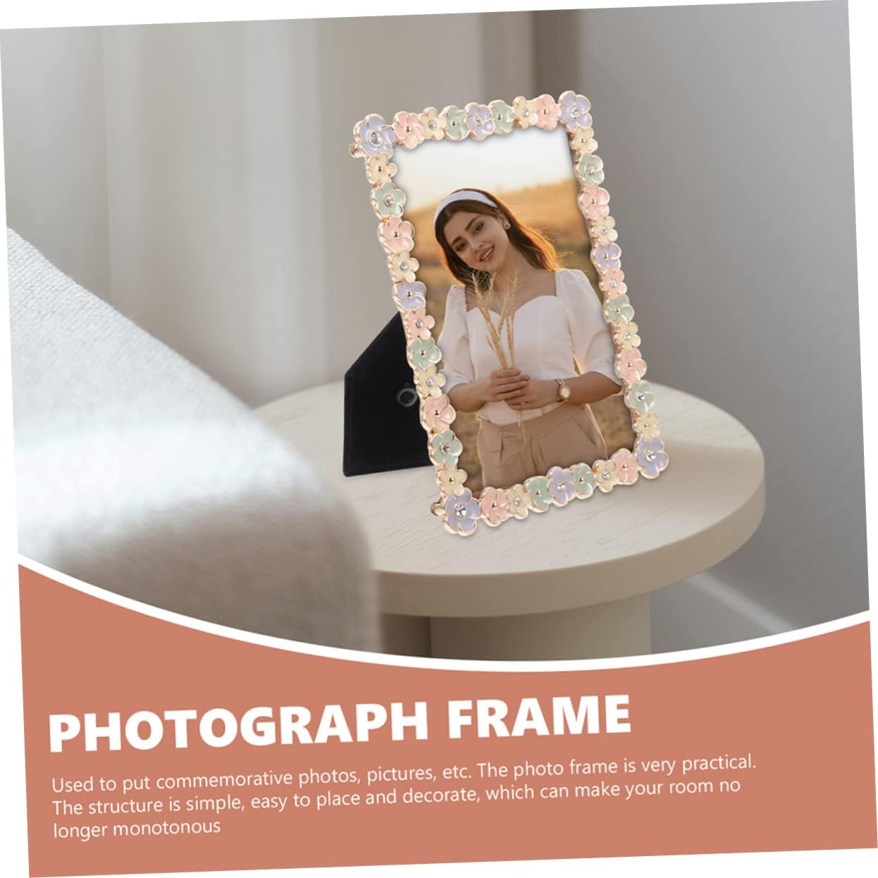 2個の正方形のカラフルな金属製の額縁ホームデコレーション写真ディスプレイホルダー、結婚式、家族のポートレート写真用