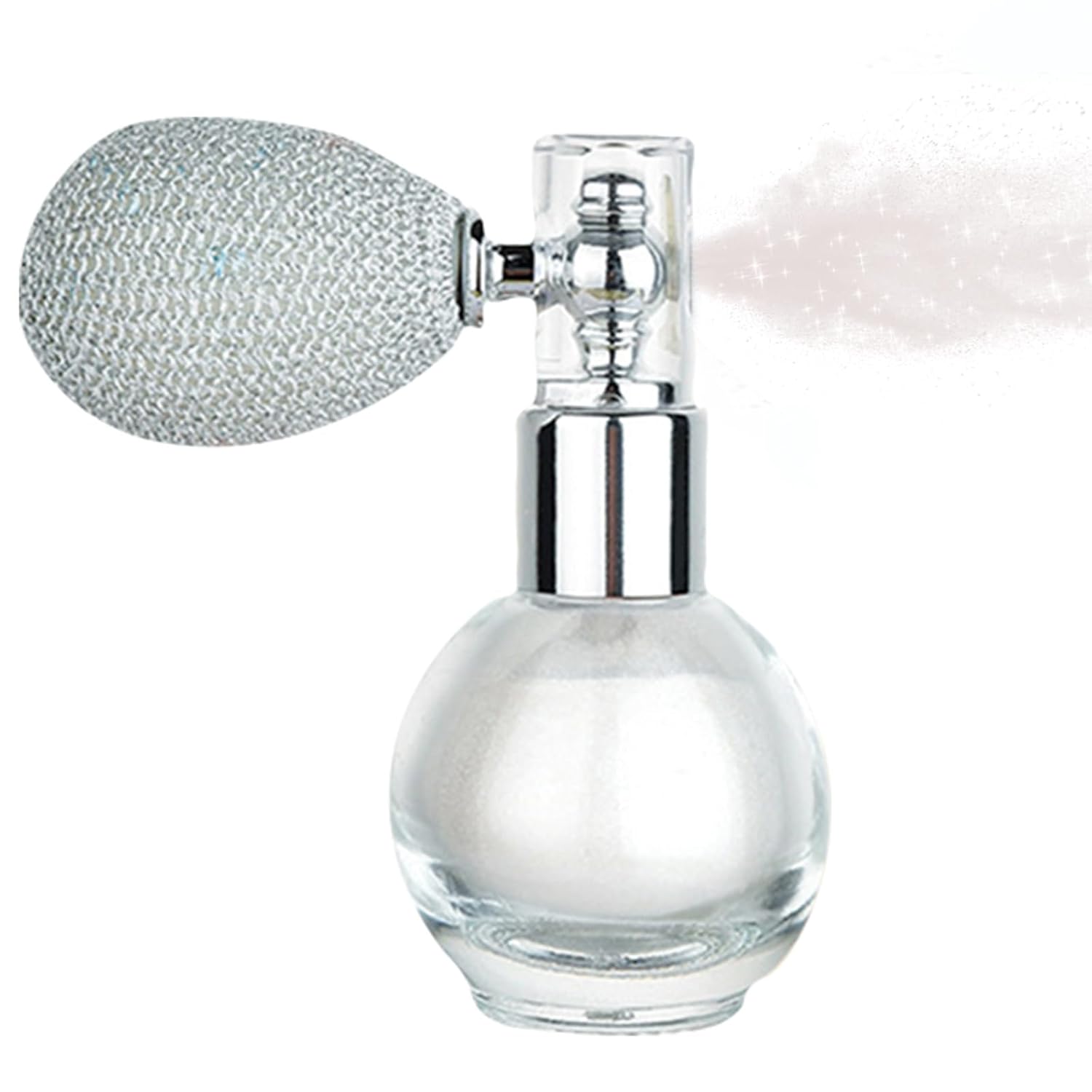 Body Glitter Spray for Women, Pearl White Body Shimmer Highlighter Makeup Setting with Sparkling Powder, Face Glitter Hairspray for Festival, Party, Nightclubs, Stage Shows
