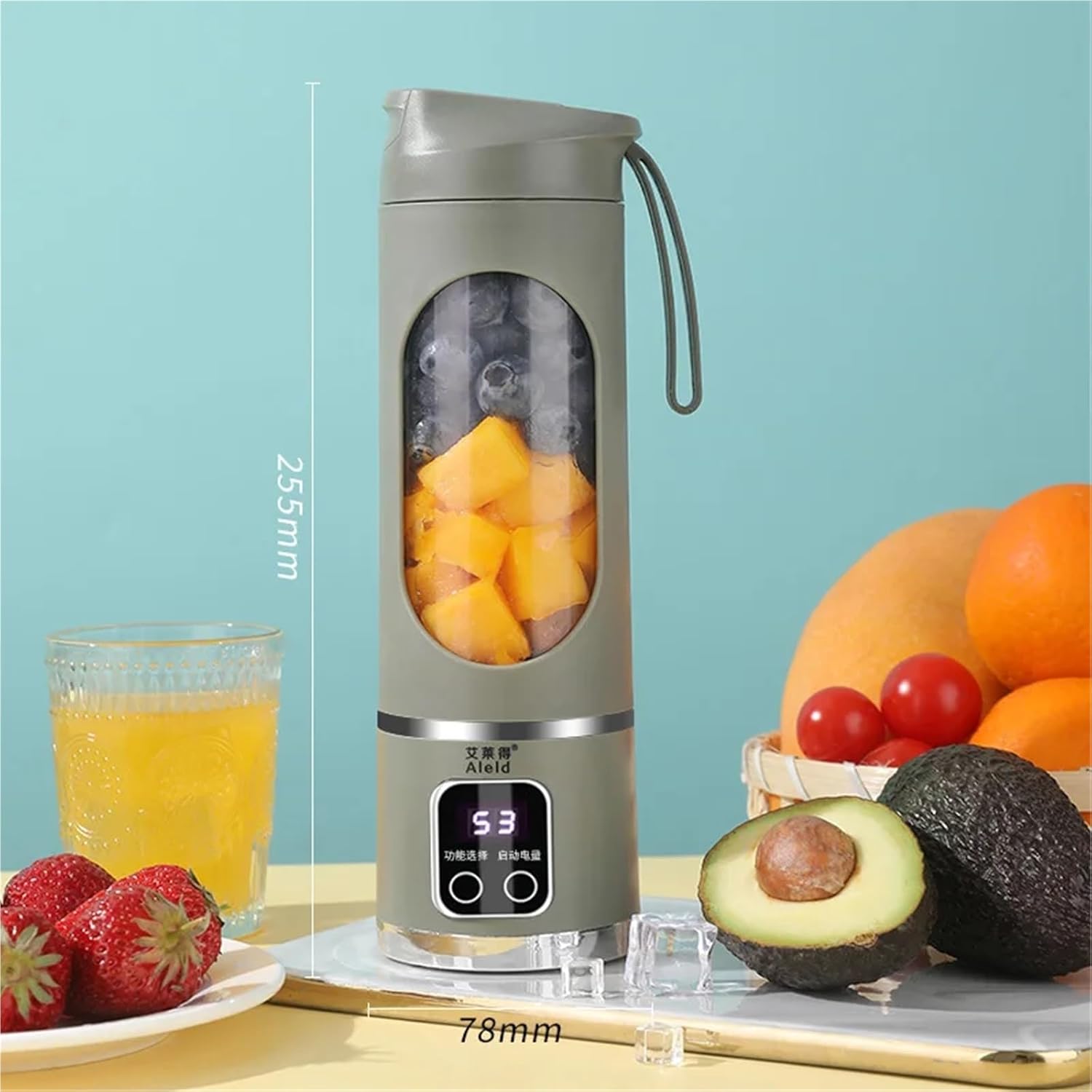 Portable Fruit Juice Blender Small Electric Juicer 12 Blade Head Juicer Cup Mixer Machine Smoothies Blender Compatible With Home 3000mAH(Frame covers)