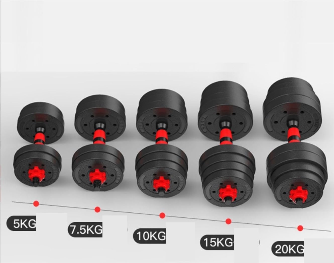 zestaw hantli, Zestaw hantli ciężarków Para 2 w 1 Hantle do podnoszenia Regulowany gryf Domowy Wielofunkcyjny trening na siłowni(10kg(5kg*2))