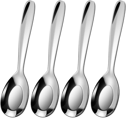 Ouliget Cucharas de sopa premium, cucharas de sopa de acero inoxidable, cucharas de cena de cubiertos, cuchara de sopa asiática plateada grande y