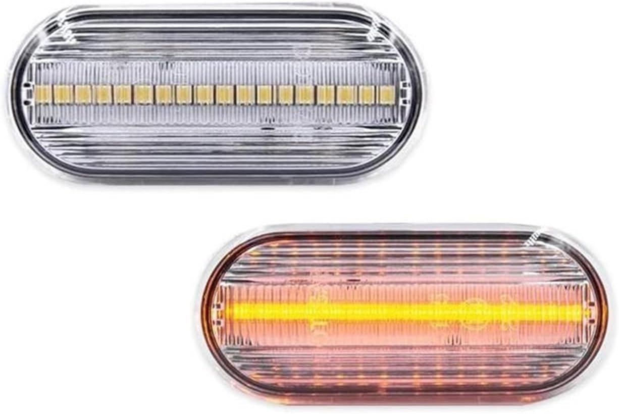 Wing Mirror Indicator Smoked Lens Amber LED Front Side Marker Turn Signal Lights For VW MK4 For Golf For Jetta For Bora For GTI R32 For B5 For B5.5 For Passat Clignotants Latéraux(Clear Lens)