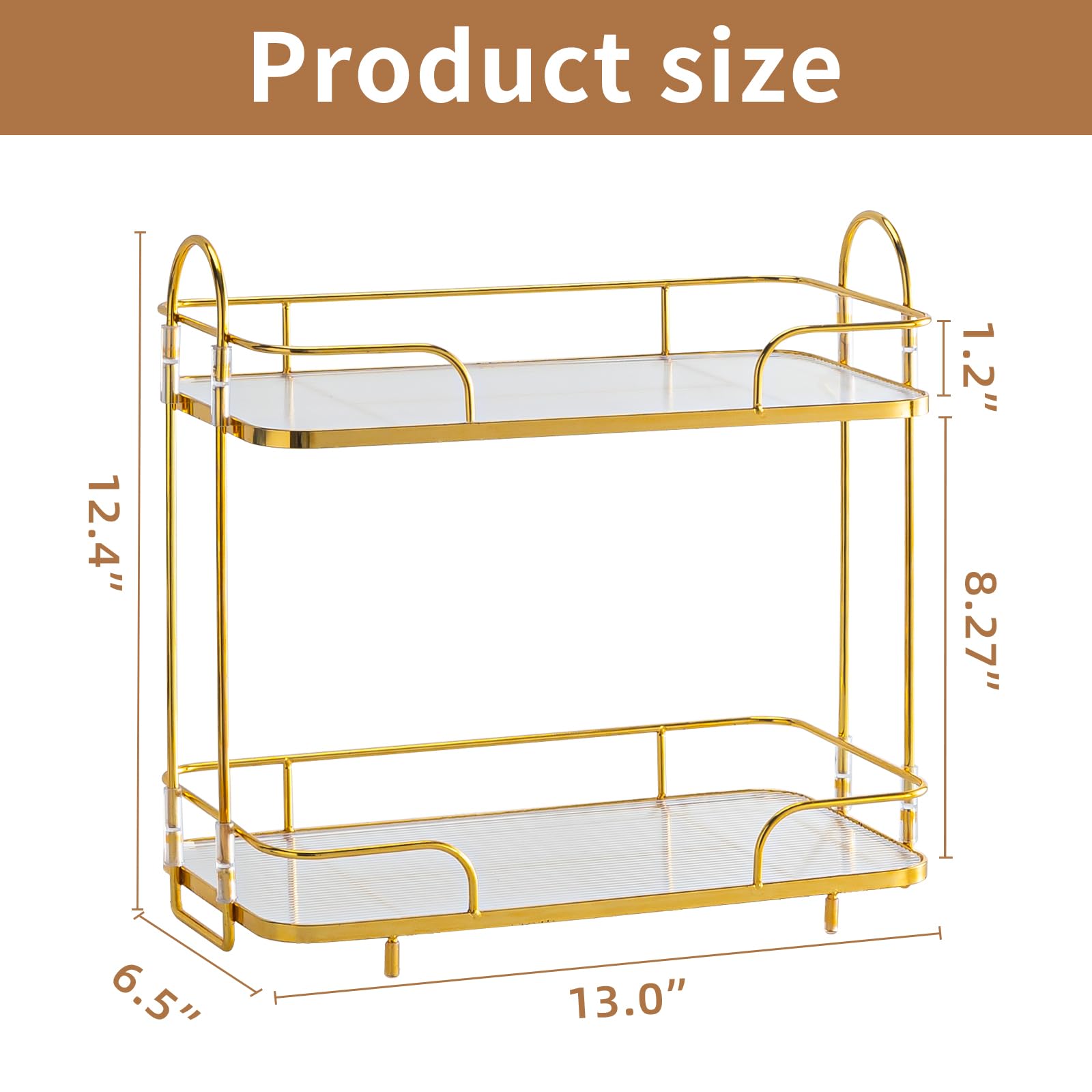 Organizador de esquina de 2 niveles, organizador de cosméticos para el cuidado de la piel, bandeja de perfume para encimera de baño, organizador de tocador, estante de almacenamiento de especias de