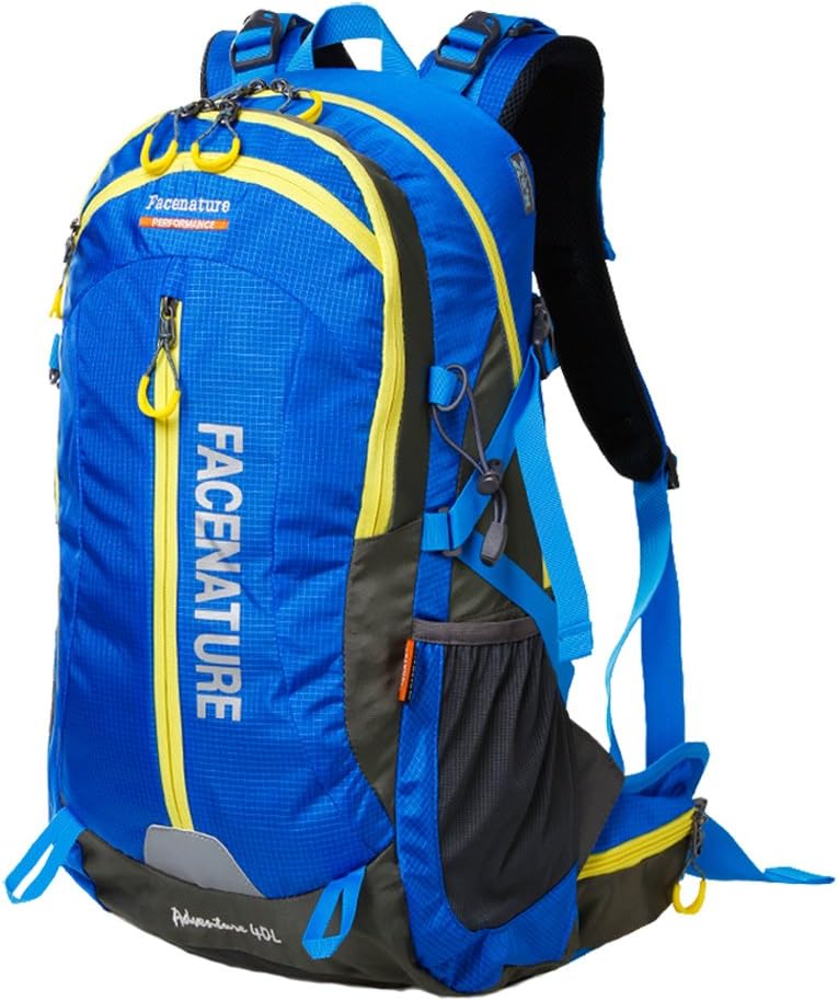 FACENATURE Outdoor Sports Camping Hiking Waterproof Backpack Lightweight Daypack 40L 50L Adventure Travel Back Pack Trekking Rucksack with Rain Cover (Blue, 50L)