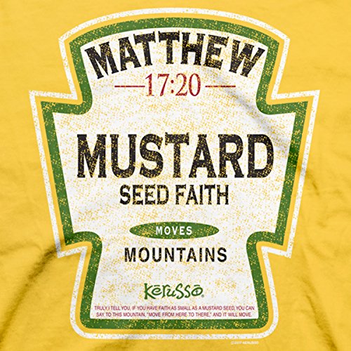 Kerusso Mustard Seed Faith Moves Mountains Daisy Yellow Cotton Crew Neck T-Shirt, Small2