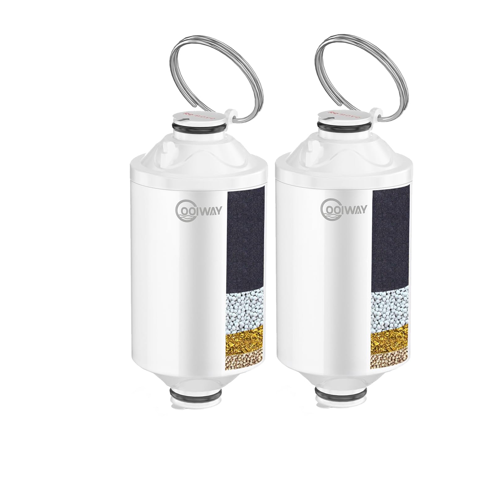 CoolWAY High Output Shower Filter Activated Carbon Fiber VC Cartridge - Removes chlorine, heavy metals, and impurities for hard water and is quick and easy to replace.