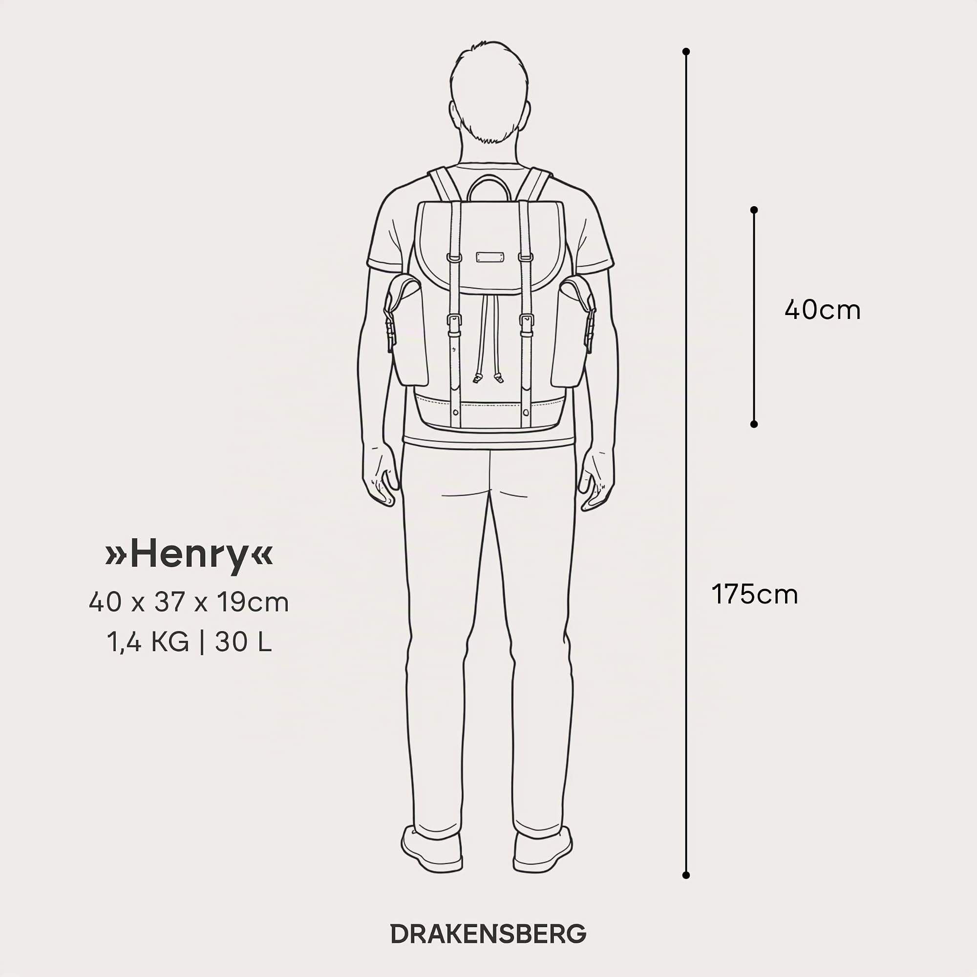 DRAKENSBERG Rucksack – Gran klassisches Wander- und Freizeit-Pack im Retro-Design, nachhaltige Handarbeit