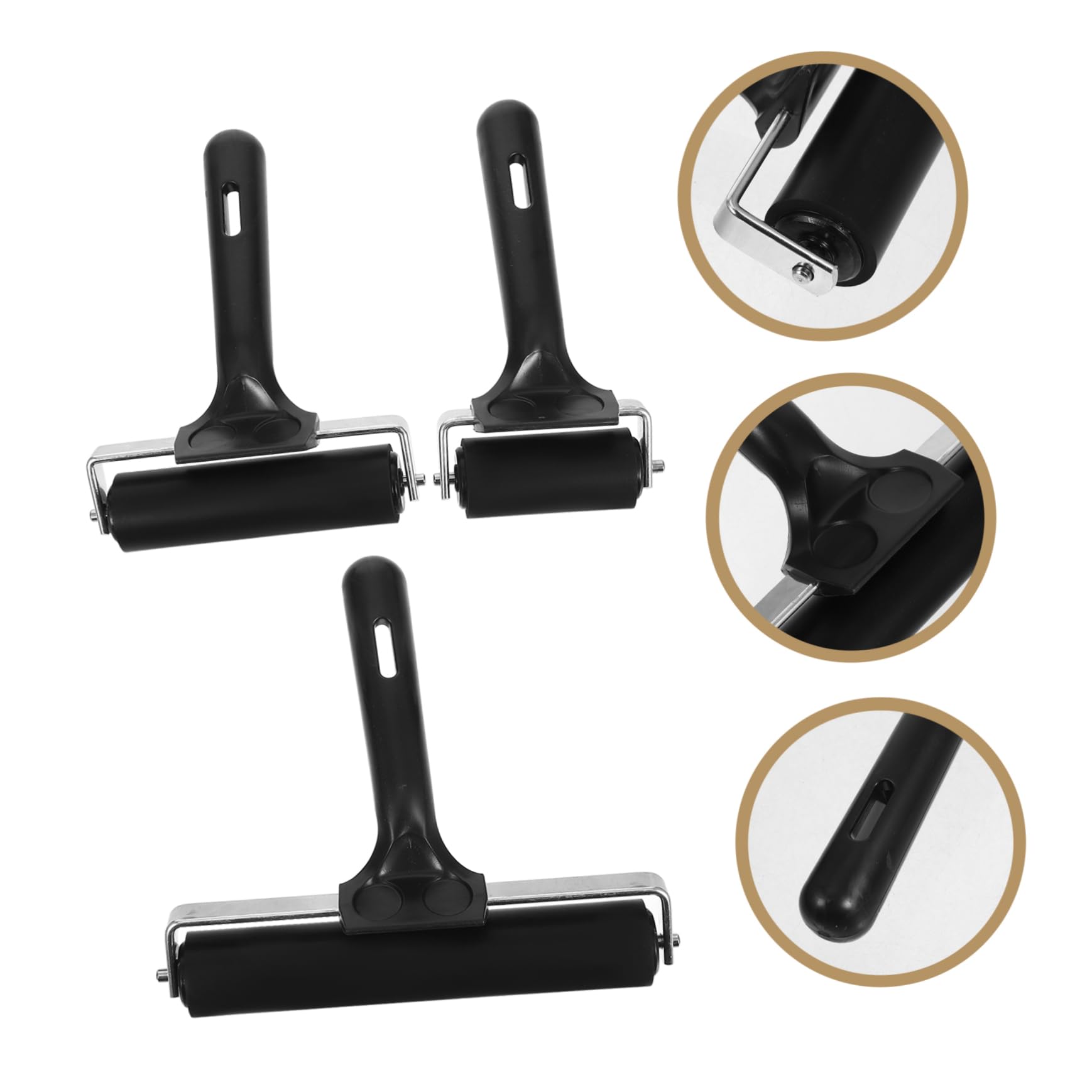 Rodillo para Manualidades 3 Piezas Negro de Goma para Grabado