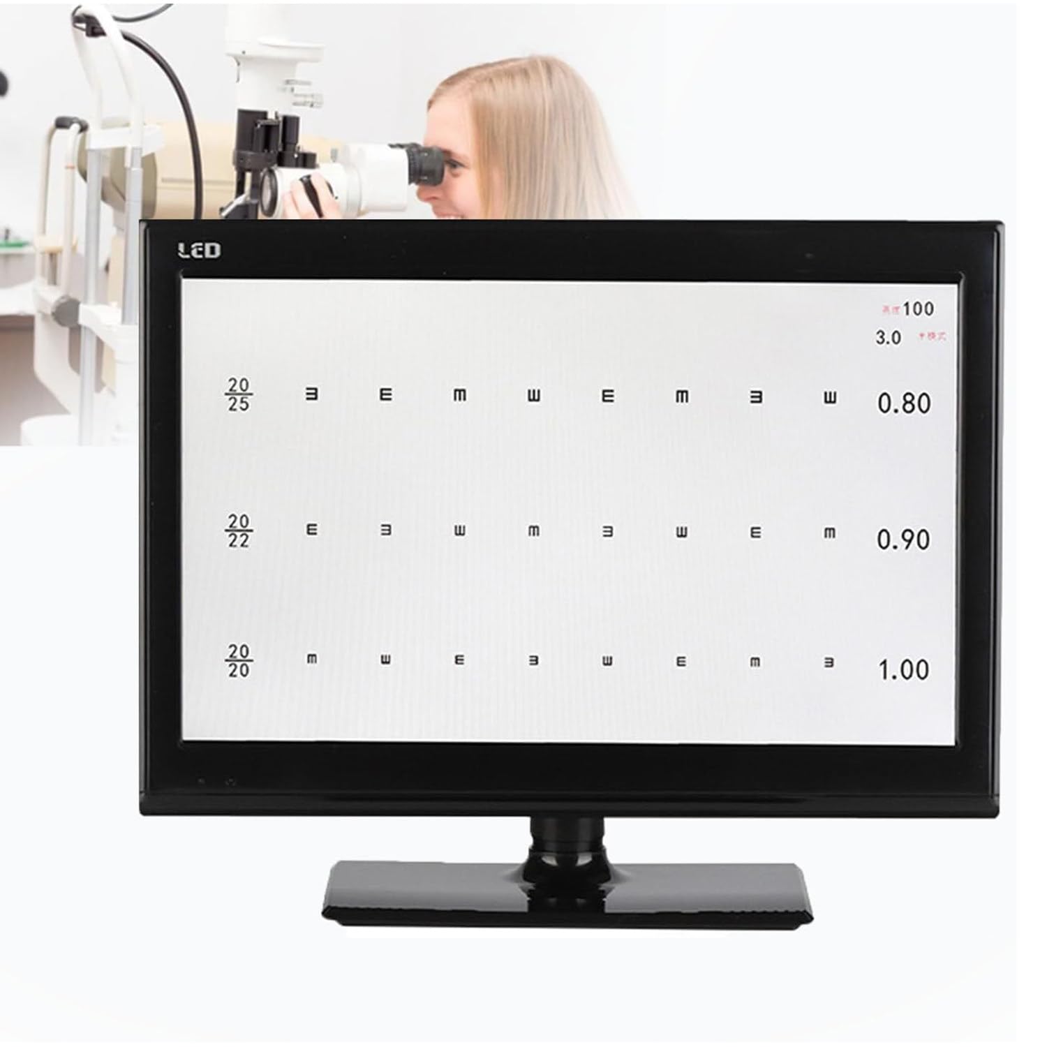 Digitaler LCD-Augendiagramm-Projektor mit 300 visuellen Zielen, einstellbarer 1-6 m Abstand für Optometrie-Tests, 18,5-Zoll-Bildschirm