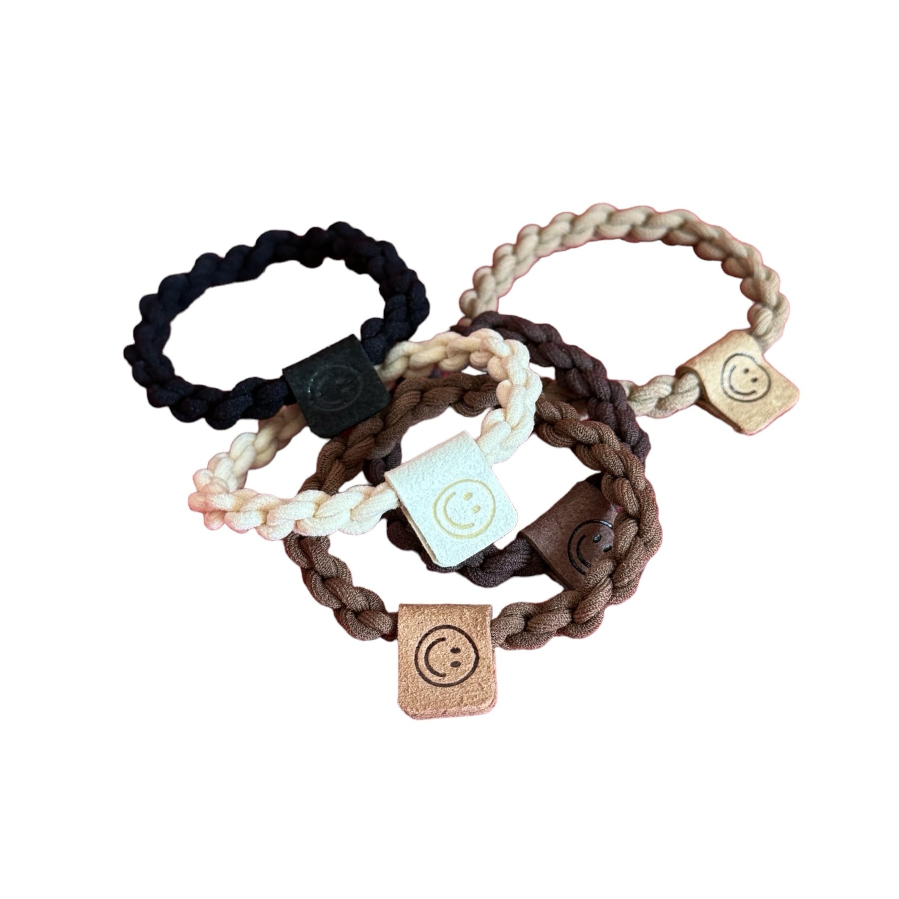 Smiley-Gesicht Haargummis – 5er Set, Hochelastisch, In Verschiedenen Farben | Haarschmuck Für Dicke Und Dünne Haare