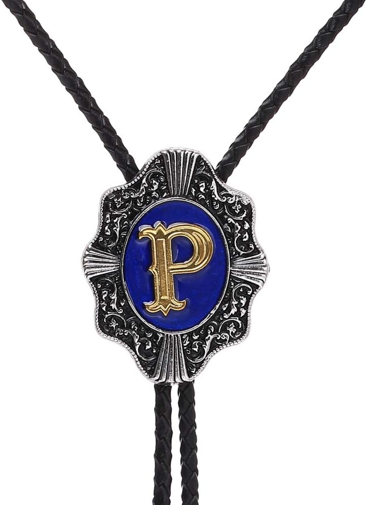 Bolo Tie for Men,Cowboy Necklace,Alphabet Letters Blue Bola Tie Bolo Tie Wedding Necklace