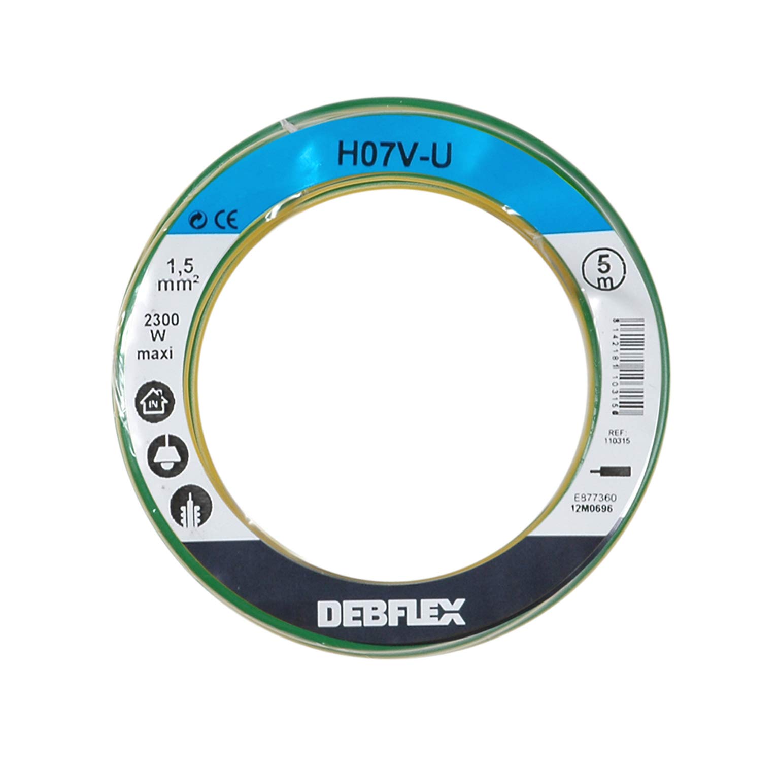 Debflex 110315 bobinot HO7 V-U 1.5 5 m Yellow/Green, Yellow / Green - Image 3