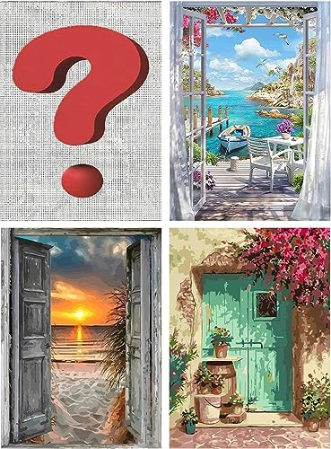 Scenery Paint By Numbers for Adults 4 Pack - DIY Adult Paint by Number Kits On Canvas Door Flowers Sunset Painting by Numbers for Beginners,Acrylic Paint Butterfly Crafts for Home Decor 12x16 Inch