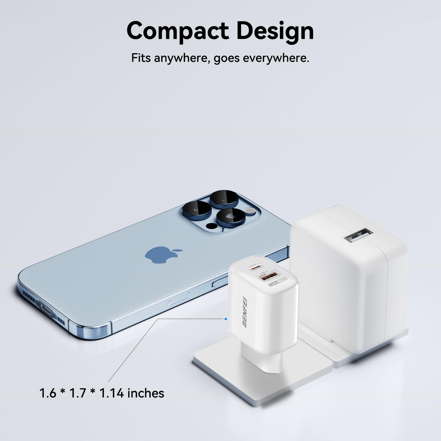 BENFEI 33 W GaN USB C szybka ładowarka, 2-portowy dwu-Tone Compact Wall Charger Block, przenośna ładowarka podróżna do iPhone'a 17/16/15, Galaxy S25/S24/S23, Pixel 10/9/8, iPad, AirPods, MacBook