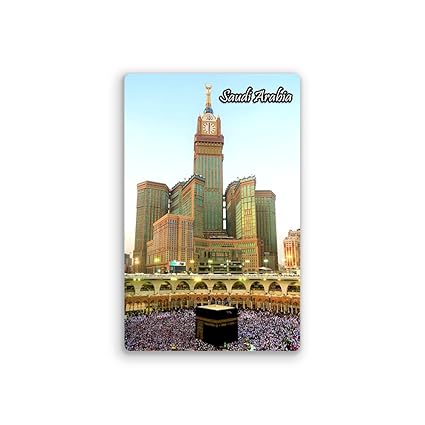 EVERCAREGIFTS Tourism Souvenir Saudi Arabia Fridge Magnet Makkah Madina Saudi Arab Refrigerator Magnet Birthday Gifts for Tourists World Tourism Souvenir Fridge Magnet Mecca Madina Size: 8.2 x 5.2 CM