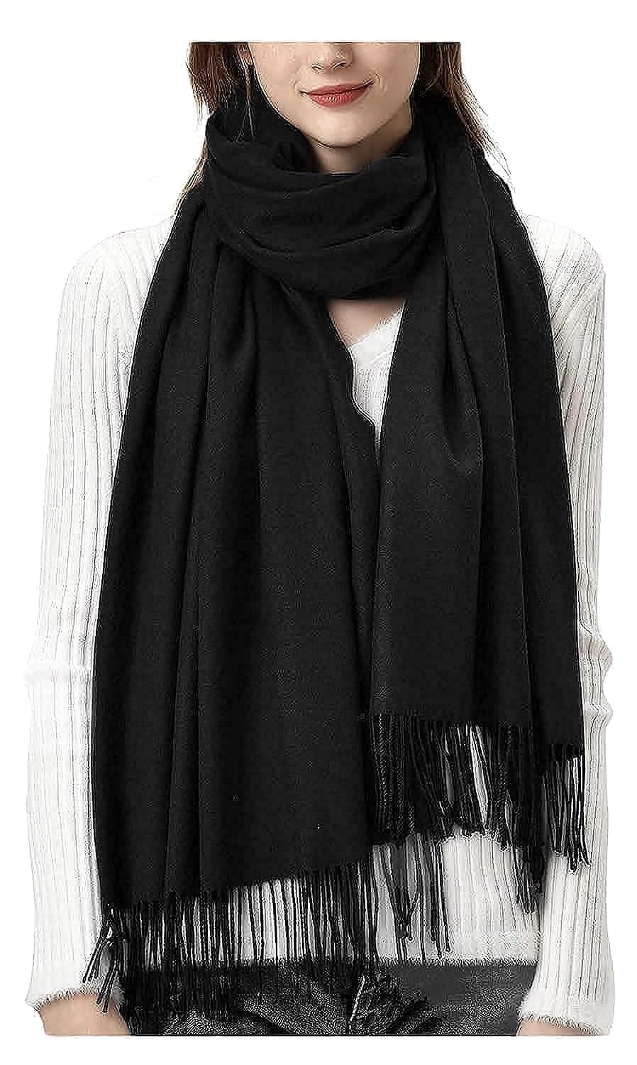 Cozy & Comfortable Women's Machine Woven Soft Pashimas Shawl, Cashmere Wool Large Scarf and Wrap Warm Stole Blanket