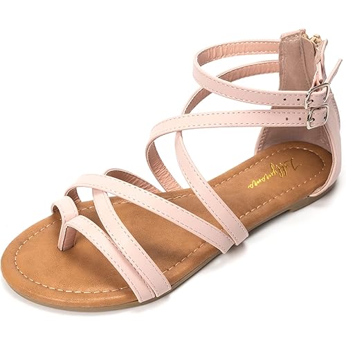 Luffymomo Women's Gladiator Strap Sandals Flat Fisherman Thong Cross Strappy Sandals