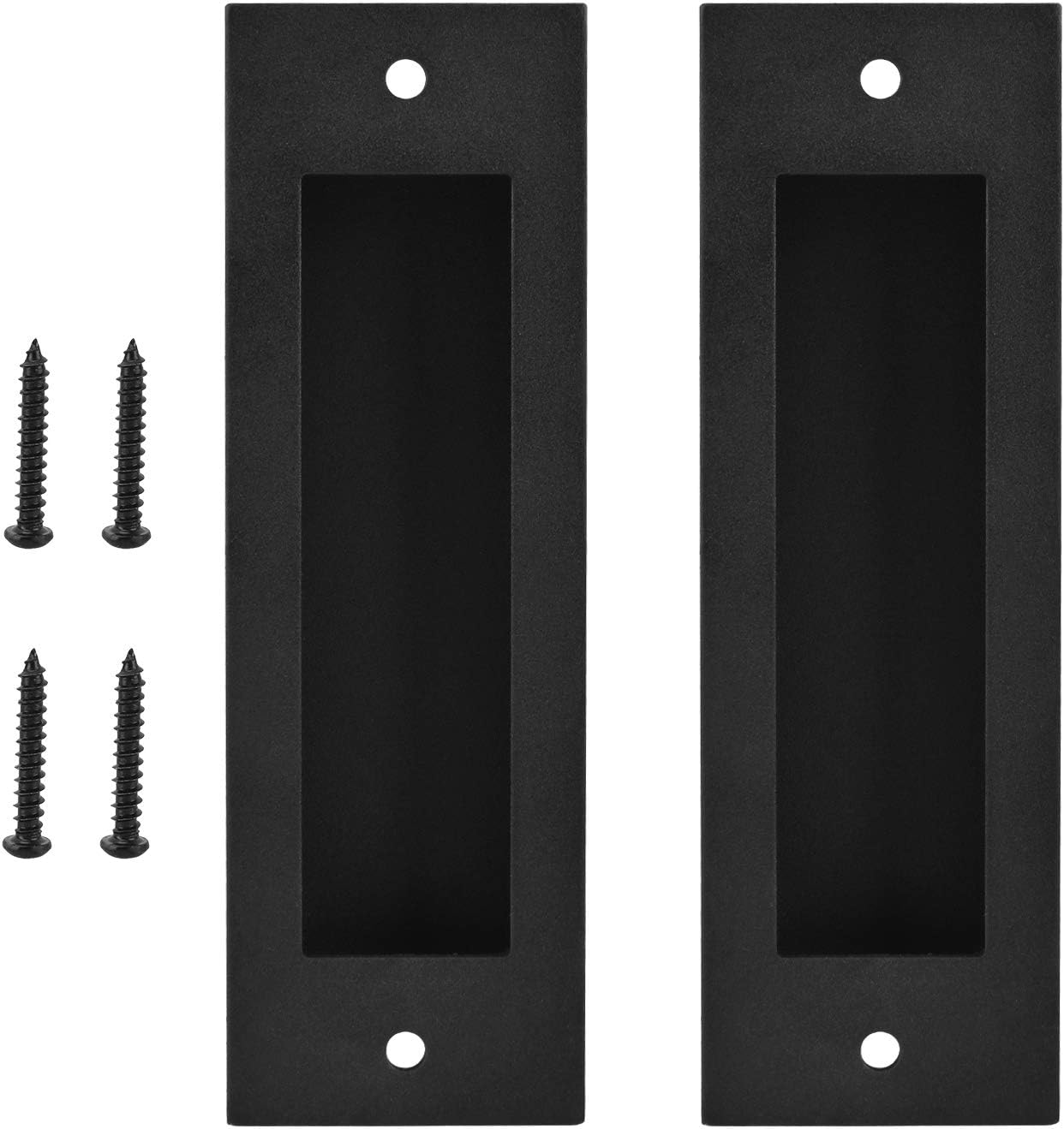 Geboor6.5" 2 Pack Sliding Barn Door Handle Heavy Duty Finger Pull Set Grab Carbon Steel Flush Pull Invisible Handle Rectangular Recessed with Mount Screws