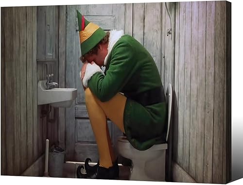 Vista 8 de Arte de pared divertido de baño enmarcado en negro - Póster de película de hijo y padre para decoración de pared de baño - Impresiones en lienzo