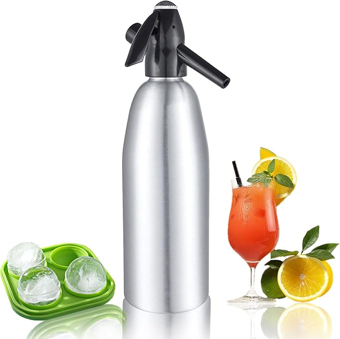 Soda Siphon, 1L Portable Sparkling Water Maker, Carbonated