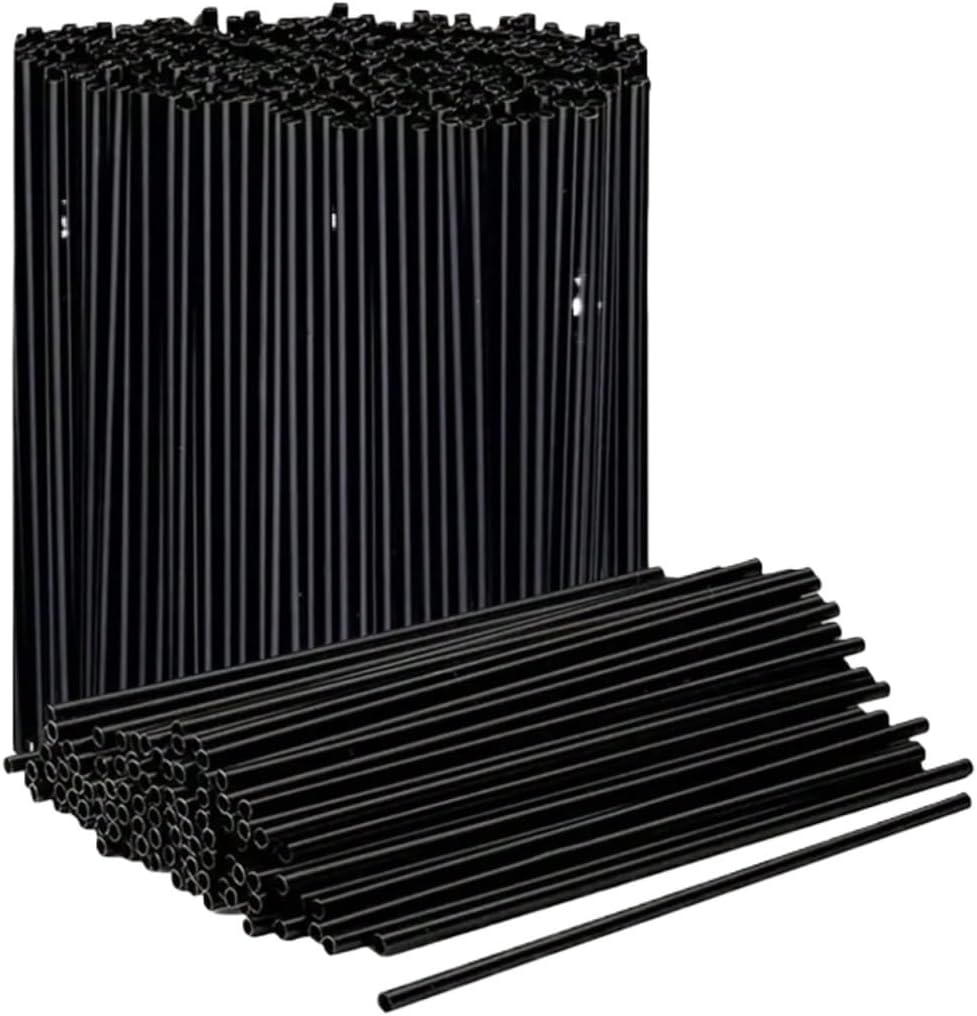 Plastic Straws 500/1000/2000PCS Black Plastic Disposable Straws Wedding Celebration Party Bar Beverage Restaurant Coffee(2000Pcs)