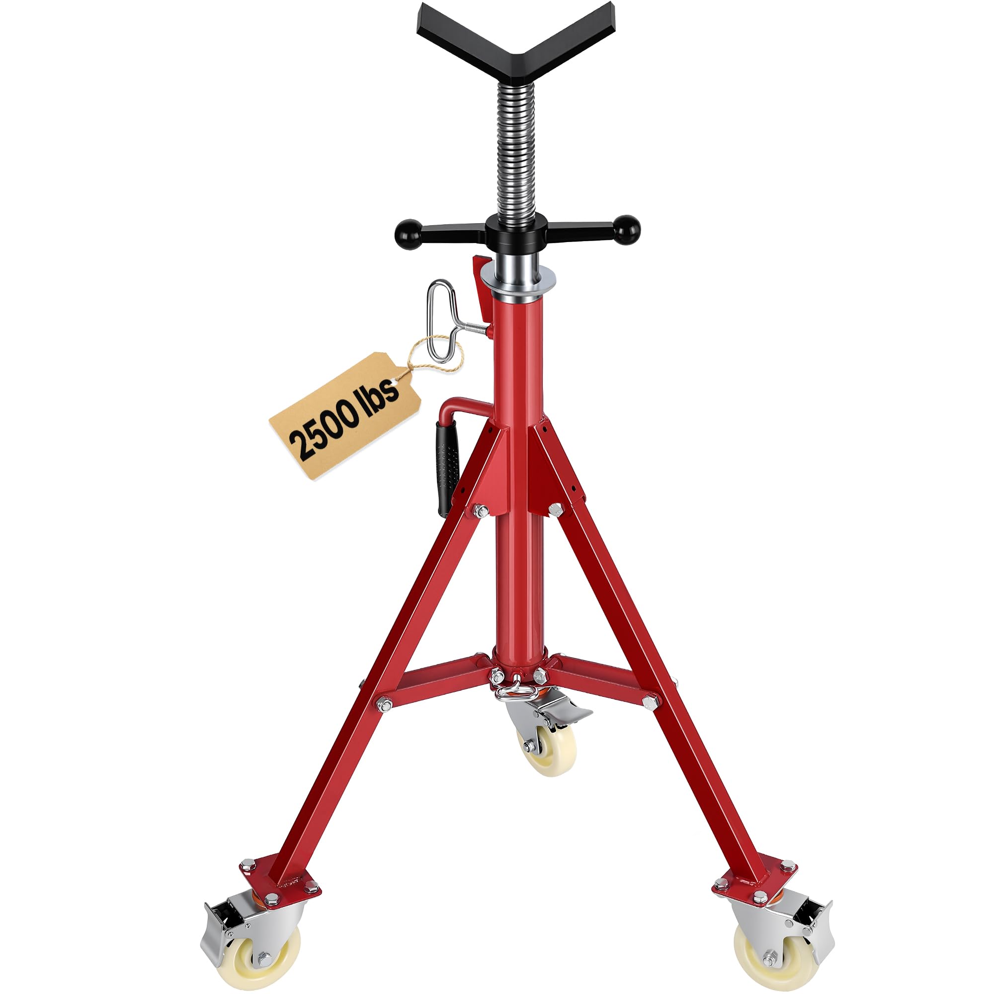 VEVOR Pipe Stand, Pipe Jack Stands with Casters Adjustable Height 28-52 Inch, V Head Pipe Stand 882 LB, Folding Portable Pipe Stands 1/8 to 12 Inch Pipe Supporting, Steel Jack Stand