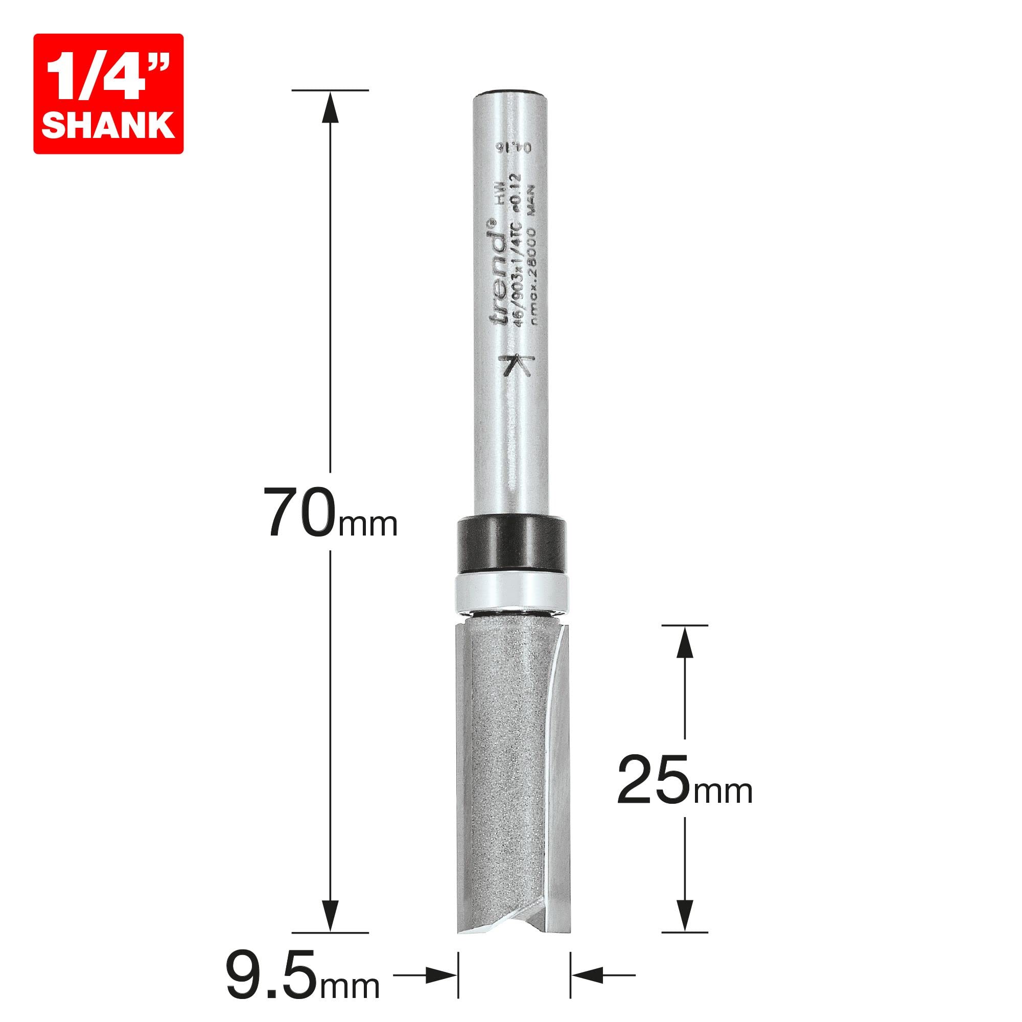 Trend Professional Bearing Guided Profiler, 1/4 Inch Shank, 9.5mm Cut Diameter, 25mm Cut Length, Tungsten Carbide Tipped, 46/903X1/4TC - Image 3