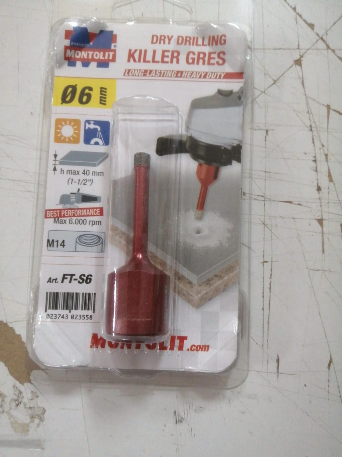 Fresa diamantata a secco Killer Gres FT-S Montolit-6 mm