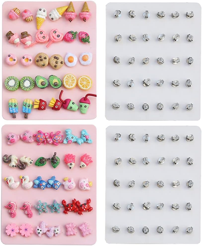 Hypoallergenic Medical Steel Post Earrings for Girls, Cute Multiple Animal Unicorn Donut Stud Earrings for Little Girls Kids, Made with Polymer Clay, Best Gifts for Girls