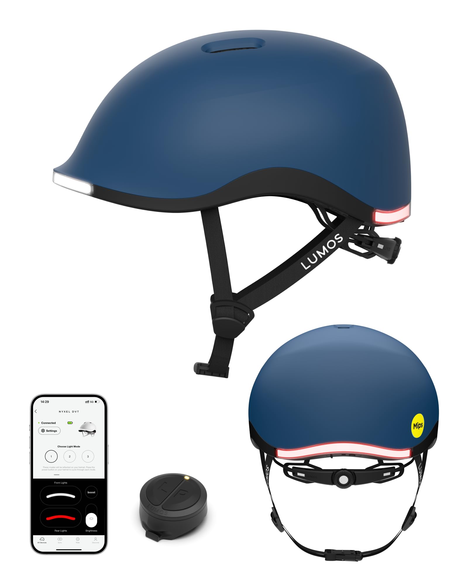 Lumos Nyxel Smart Bike Helmet, Customizable Front and Back LED Lights with Turn Signals, 360° Visibility App Controlled Comfortable & Lightweight