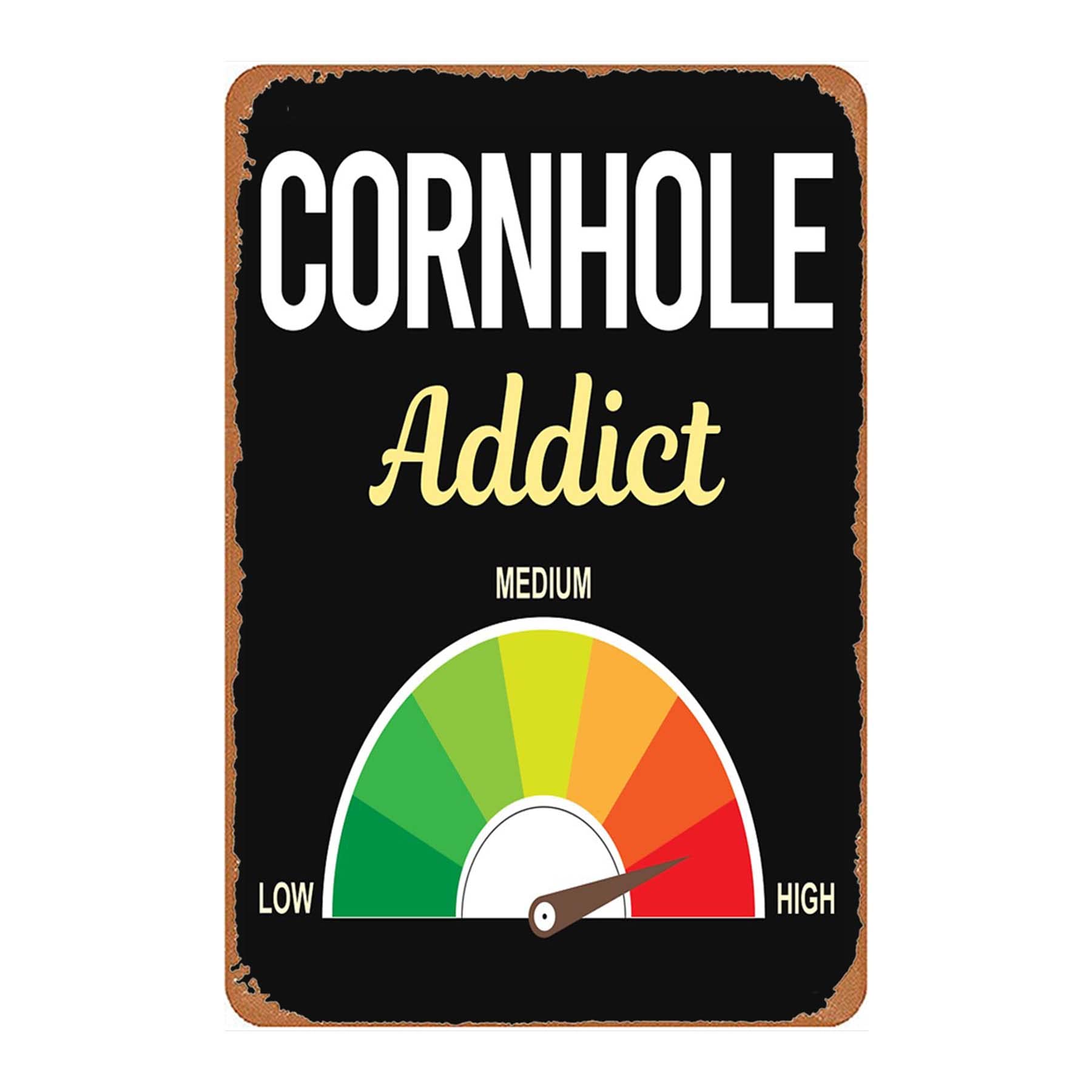 Tin sign vintage Addict Cornhole Plaque Poster for Bar Pub Beer Home Garage Man Cave Wall Decor 12x8 Inch