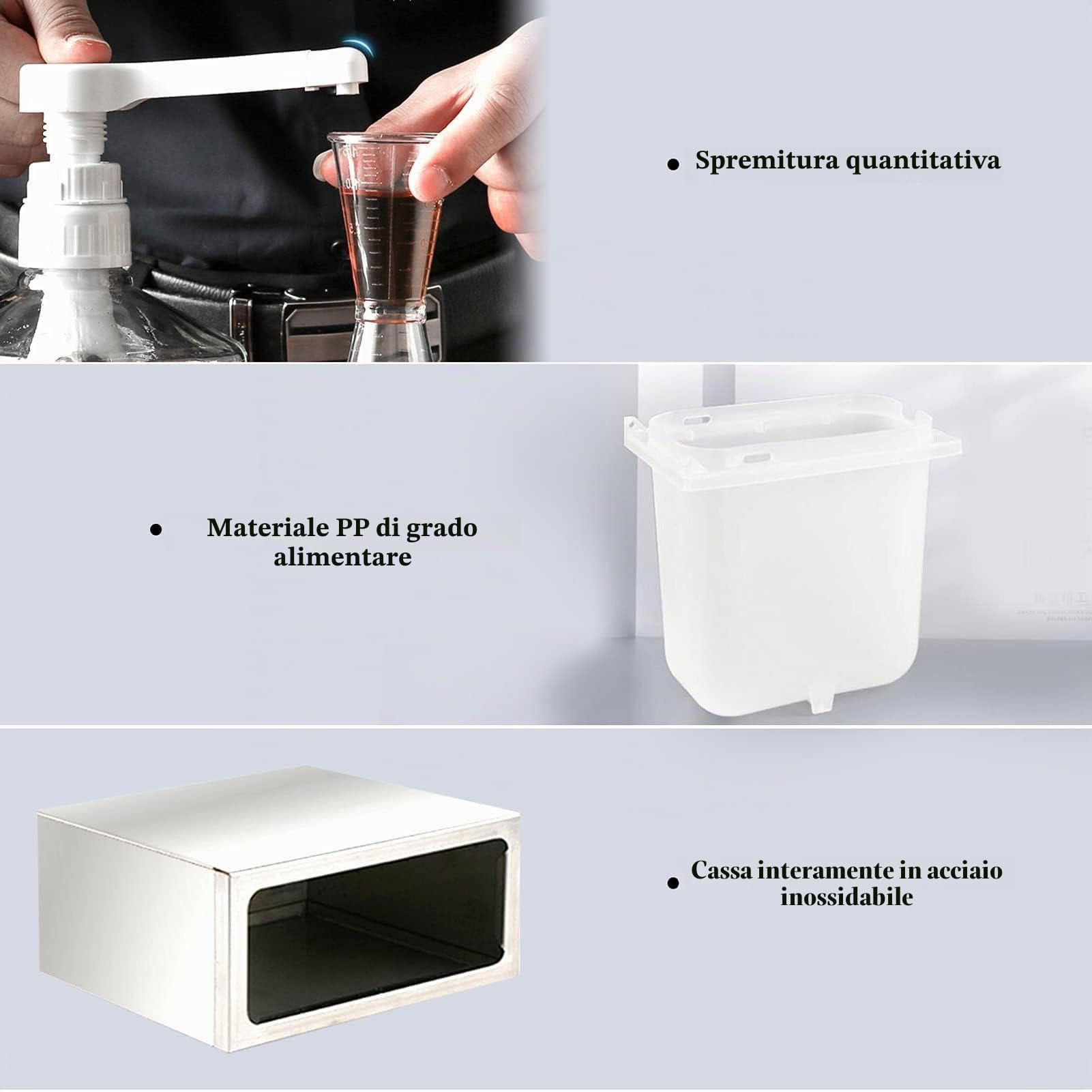 Dispenser di salse, dispenser di ketchup, in acciaio inox, per la , la casa, la senape, il , il latte, la besciamella (pompa doppia da 1 litro)