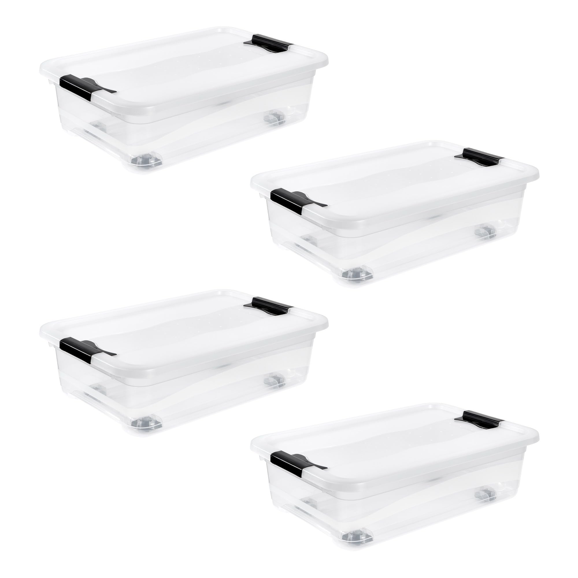 Konrad keeeper 28L lot de 4 bacs pour sous-lit sans poussière