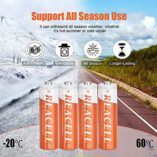 Reacell Solar Rechargeable Aa And Aaa Batteries, 24 Pack Aa Rechargeable Batteries + 24 Pack Aaa Rechargeable Batteries For Solar Garden Pathway Lights #TOP3