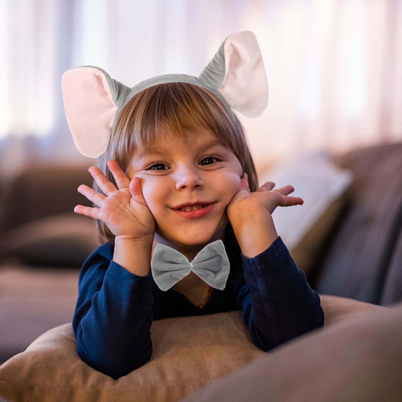 BESTYASH Disfraz De Elefante Para Niña – Diadema Con Orejas, Trompa, Pajarita Y Guantes, Kit De Cosplay De Tela Para Fiestas Y Halloween