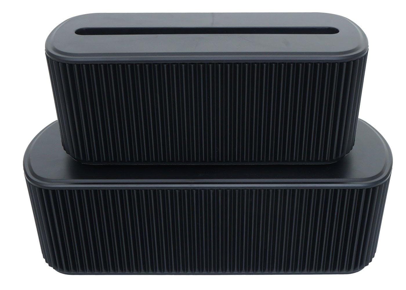 Mendler 2er-Set Kabelboxen HWC-Q73, Aufbewahrungsbox Kabelorganizer Kabelmanagement Box, Deckel Kunststoff - schwarz