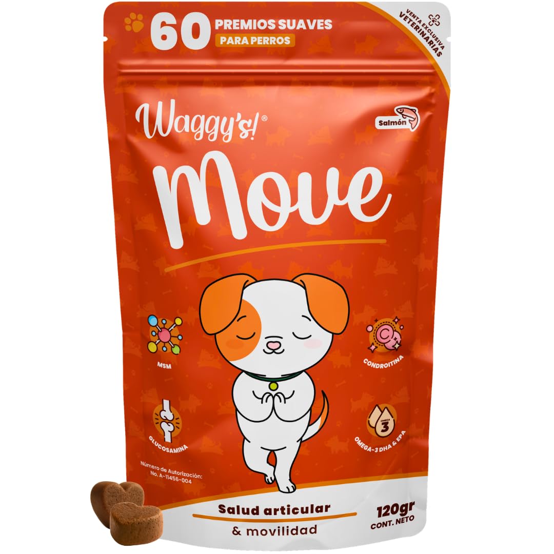 Waggys Move, Suplemento Articular con Glucosamina para Perros, 60 pzs