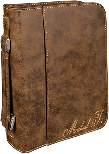 Miniatura 1 de Funda de piel sintética grande personalizada con asa y cremallera  Libro personalizadocubierta de Biblia  Grabado láser personalizado