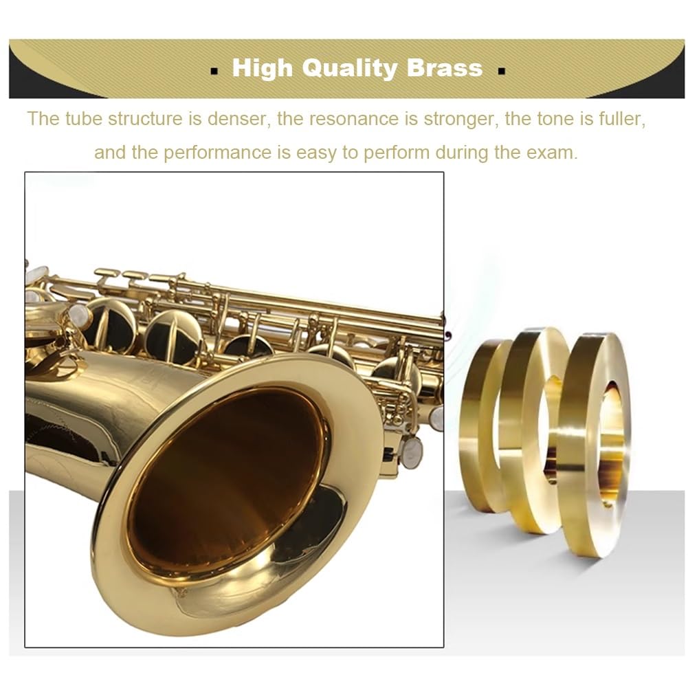 Saxofón tenor profesional B plano dorado lacado saxofón tenor instrumento musical de latón profesional con accesorios de estuche