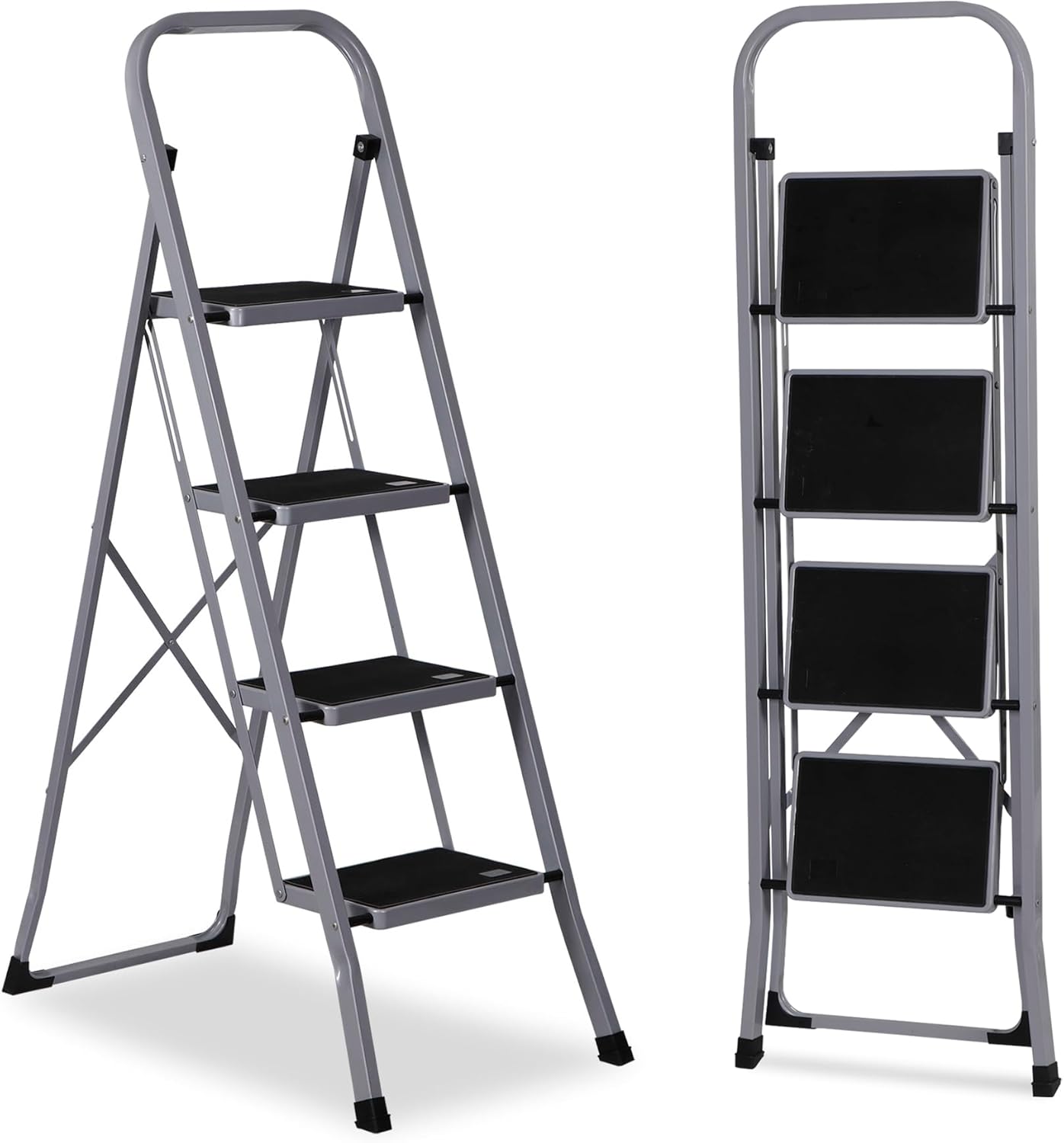 JungleA 4 Step Ladder Folding Step Stool for Adult,w/Wide AntiSlip