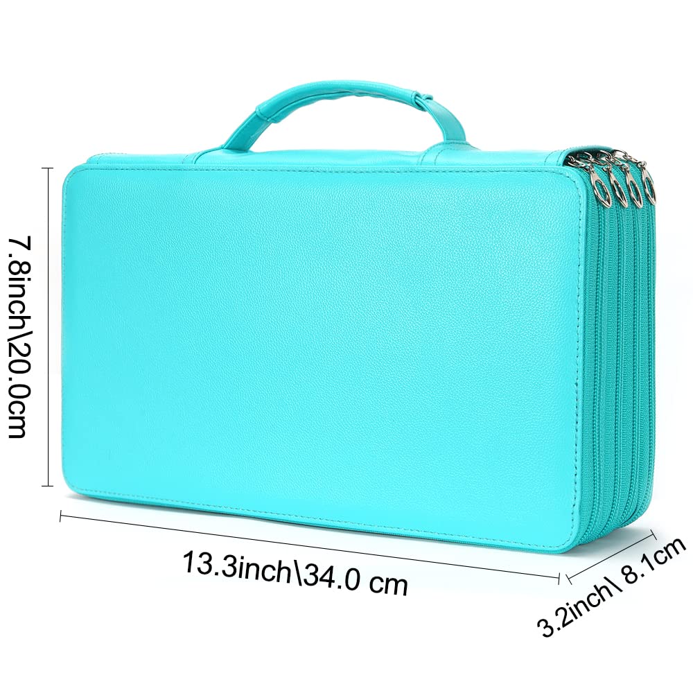Trousse à crayons de couleur – 300 emplacements avec fermeture éclair en tissu sergé de grande capacité (vert, 300 emplacements)