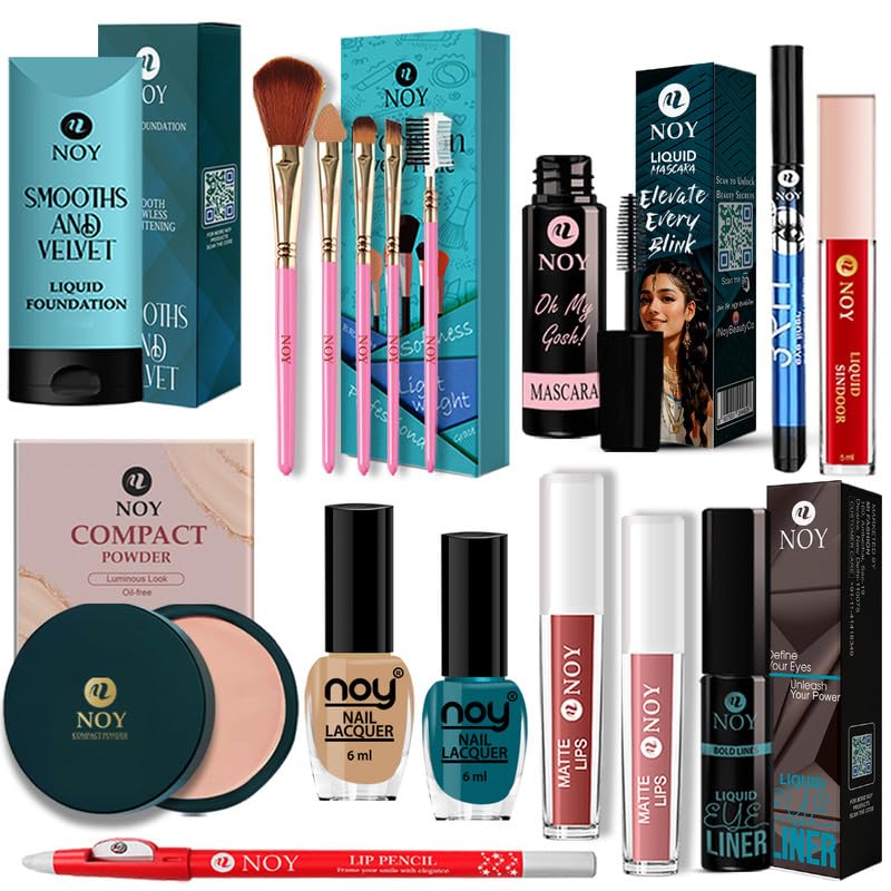 NOY Makeup Kit Combo Smudge Proof Full Face Makeup Set for Women Glam Ready Daily Beauty Needs Pack of 16