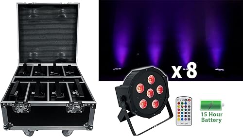 Miniatura 2 de Rockville Batería PAR Pack 6RF Negro (8) luces de lavado recargables + estuche de carga