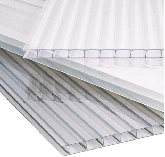 The Fellie Polycarbonate Greenhouse Sheets Poly Plastic Roof Panel 6pcs for Outdoor Canopy Carport Cold Frame Replacement Shed Panel, 610x1220x4mm-Clear