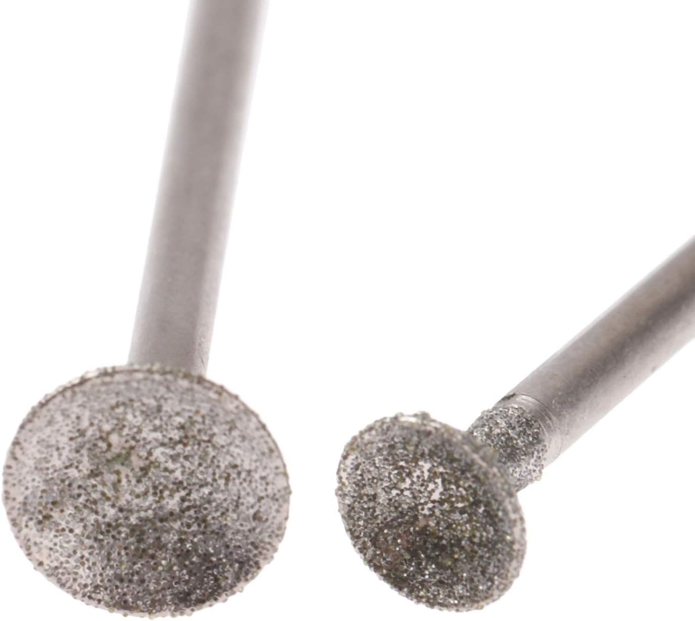 Abrasive polishing tools 7Pcs 2.35mm Shank 1-8mm Diamond Grinding Head Mounted Points Spherical Concave Jade Carving Burrs for Rotary Tool